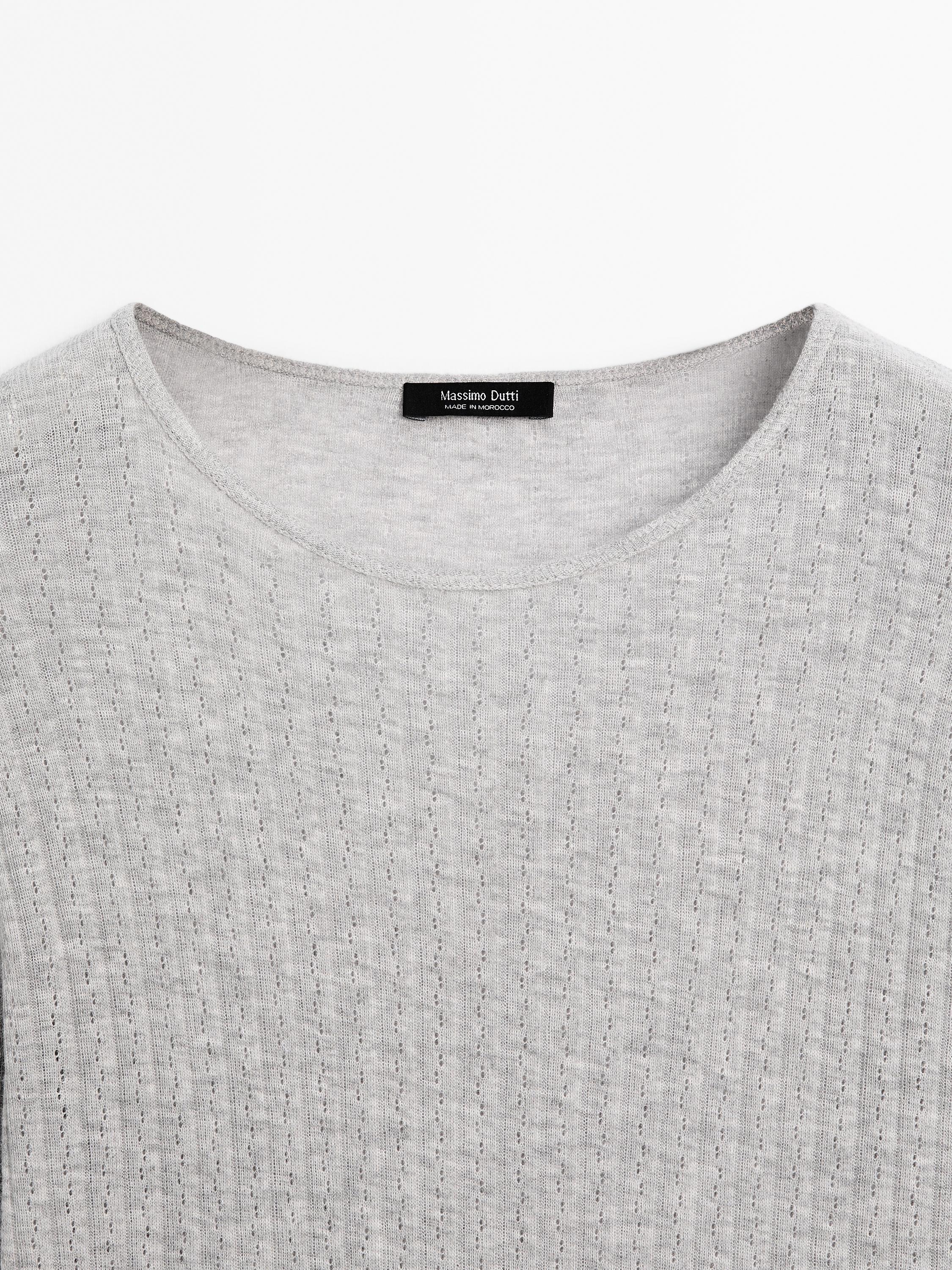 Cotton blend T-shirt with openwork detail